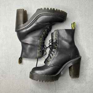 Dr. Martens Kendra Boot women 6 Black Leather Lace Up Chunky Heel Platform AW004